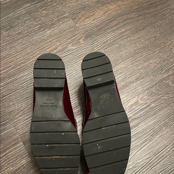 Kate Spade Burgundy Patent Leather Loafers with Floral Accent - Picture 5 of 6